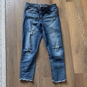 Wit & Wisdom Distressed Dark Blue Ankle Jeans